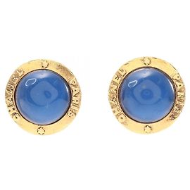 Brincos de clip redondo Gripoix Chanel Dourado