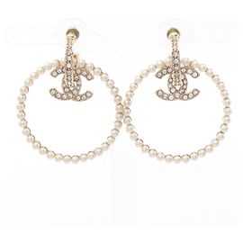 Orecchini Chanel Coco Mark Circle Bianco D'oro