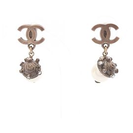 Boucles d'oreilles Coco Mark Chanel Blanc Doré