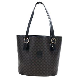 Céline Celine C Macadam Tote PVC leather/ Macadam canvas Black