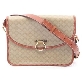 Céline Celine Triomphe Shoulder Handbag Brown Beige