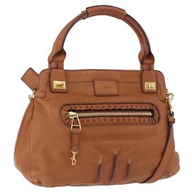 Chloé Sac à main Chloe Margaret en cuir 2way Marron Or Auth am12208A Marron Doré