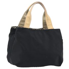 Borsa a mano BURBERRY Nylon Nero Argento Auth hk3932 Nero Argento