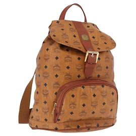MCM Vicetos Backpack PVC Leather Brown Gold Tone Auth 192800A Brown Other
