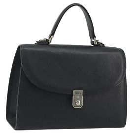 Borsa Burberry in pelle nera argento Auth ep15237 Nero Argento
