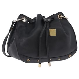 Borsa a tracolla MCM in pelle nera e oro Auth BA14146A Nero D'oro
