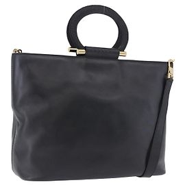 Céline Sac à main CELINE en cuir 2way Noir Doré Auth ka5384V Noir Autre