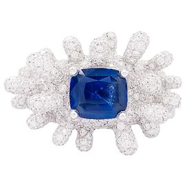Autre Marque Manalys ring in white gold, diamonds and sapphire. Other