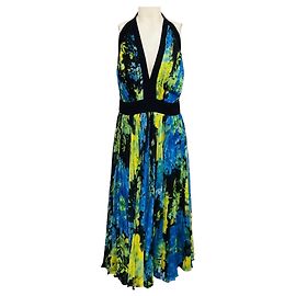 Autre Marque Robe licou plissée Carmen Marc Valvo Pistachio Multi Multicolore