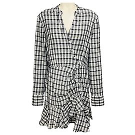 Veronica Beard Jeans Off White / Navy Sherry Plaid Mini Dress Navy blue