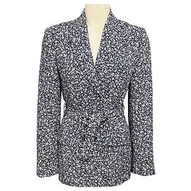 Jonathan Simkhai Navy Blue Floral Printed Blazer with Belt Navy blue