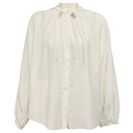 Forte Forte Camicia in voile bianca Blanco Carousel des Sylphes con ricami forte_forte Bianco