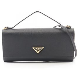 Borsa a tracolla in pelle Saffiano con logo triangolo Prada Nero