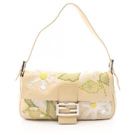 Borsa a secchiello Fendi Mamma con ricamo floreale Multicolore Beige
