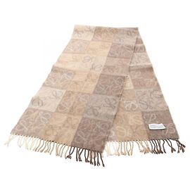 Sciarpa Loewe Anagram Checkerboard Marrone Beige