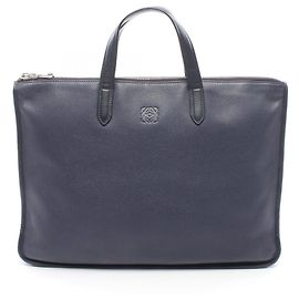 Loewe Anagram Briefcase Handbag Black Navy blue