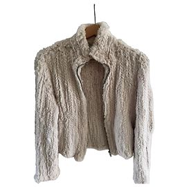 Pellessimo Cream Faux Rabbit Fur Jacket Cream