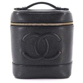 Bolsa de Vanity Chanel em couro de vitelo granulado preto Preto