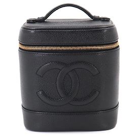 Bolsa de maquiagem Chanel em couro de vitelo granulado preto Preto