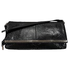 Fendi black python leather bag Black