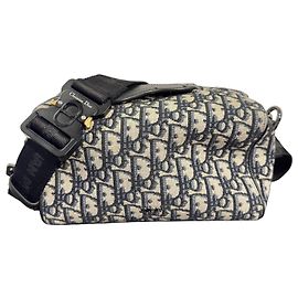 Borsa a tracolla Dior Oblique Beige Blu scuro