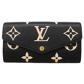 Louis Vuitton Monogram Empreinte Bicolor Long Wallet Black Beige