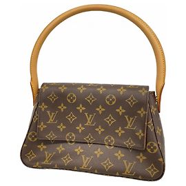 Borsa a tracolla Louis Vuitton Monogram Mini Looping Marrone