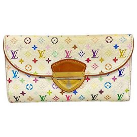 Cartera larga plegable Louis Vuitton Rosa Blanco