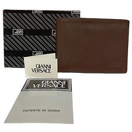 Gianni Versace Brown Leather Wallet Brown