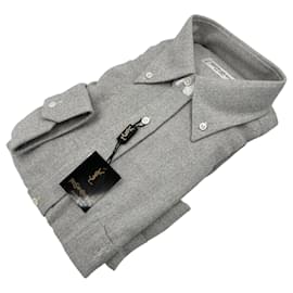 Yves Saint Laurent Chemise vintage en chevrons épais gris pour homme Taille 41/16 Gris