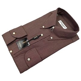Yves Saint Laurent Camicia vintage da uomo a microcheck bordeaux Taglia 41/16 Bordò
