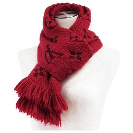 Sciarpa Louis Vuitton Logomania Monogram in lana e seta Rosso