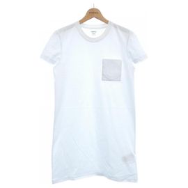 Vestido Hermès con bolsillo bordado de algodón 38 Blanco