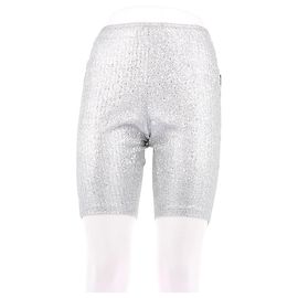 Paco Rabanne Silver Cyclist Shorts Viscose Silvery