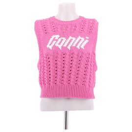 Ganni Ärmelloser Strickpullover in Rosa Pink