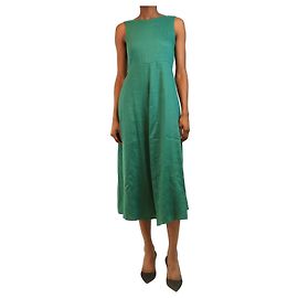 Weekend Max Mara Green sleeveless linen-blend slip dress - size UK 4 Green