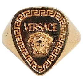 Versace Gold Greca signet ring Golden