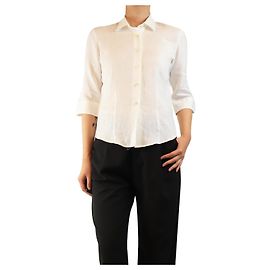 Autre Marque Weiße Leinenbluse - Größe UK 10 Weiß