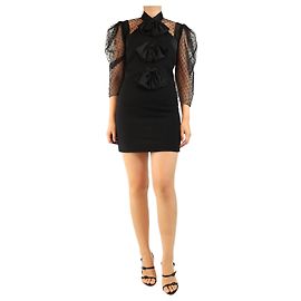 Givenchy Black tulle long sleeve mini dress - size UK 8 Black