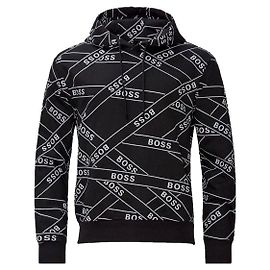 Hugo Boss Kapuzenpullover mit Allover-Logo Schwarz