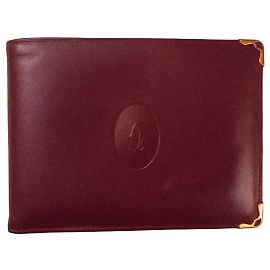 Cartier Must Burgundy Leather Bi-fold Wallet Brown