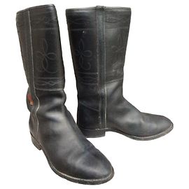 Autre Marque Botas de cuero negro Vaquero Negro