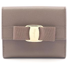Salvatore Ferragamo Vara Ribbon Bi-fold Wallet Beige