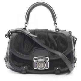 Céline Celine 2WAY Handbag in Black Leather Black