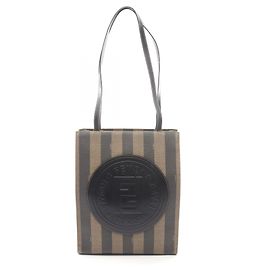 Fendi Pecan Tote Bag Braun Schwarz Leder Braun Schwarz