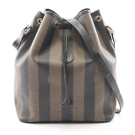 Bolsa de Ombro Fendi Pequin Marrom Preto