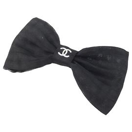 Barrette in seta Chanel bianco e nero Nero Bianco