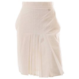 Saia de algodão perfurado branco Chanel Branco