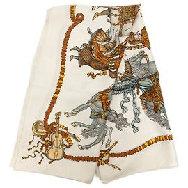 Lenço de seda Hermès White Les Fetes du Roi Soleil 90 Branco