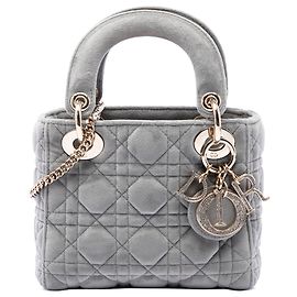 Lady Dior mini en velours cannage gris Dior Marron